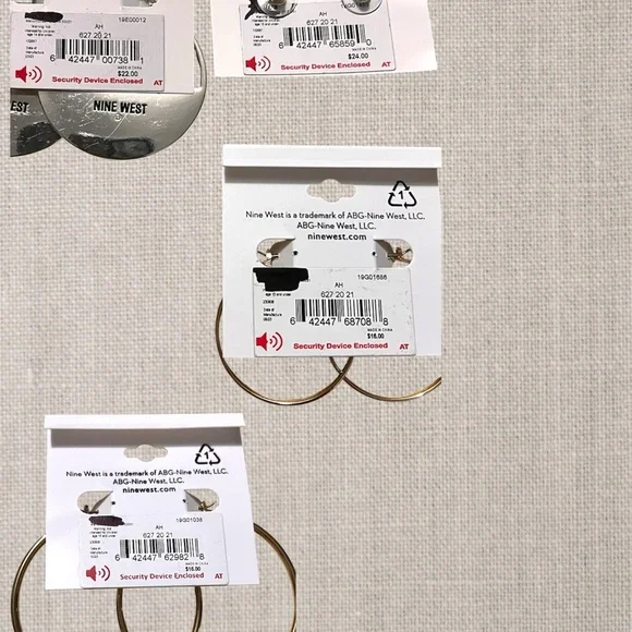 New! Nine West Gold-Tone & Silver Tone Mixed Hoop & Stud Earring Set - Picture 3 of 3